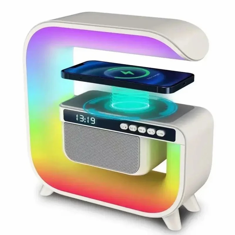 اسپیکر بلوتوثی و شارژر وایرلس و چراغ RGB LED مدل HM-G3