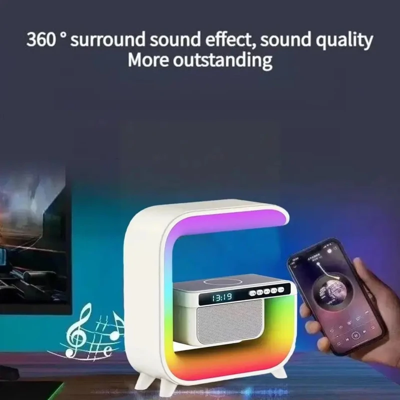اسپیکر بلوتوثی و شارژر وایرلس و چراغ RGB LED مدل HM-G3