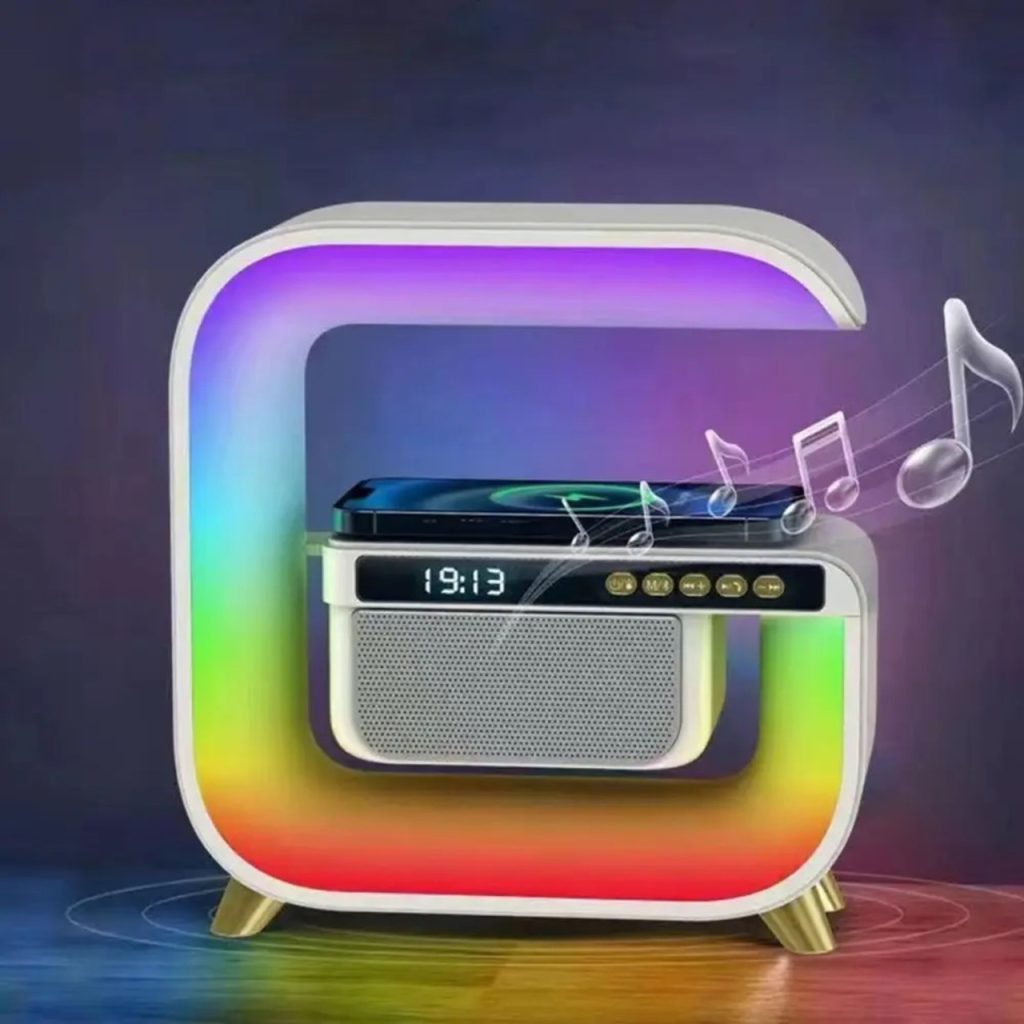 اسپیکر بلوتوثی و شارژر وایرلس و چراغ RGB LED مدل HM-G3